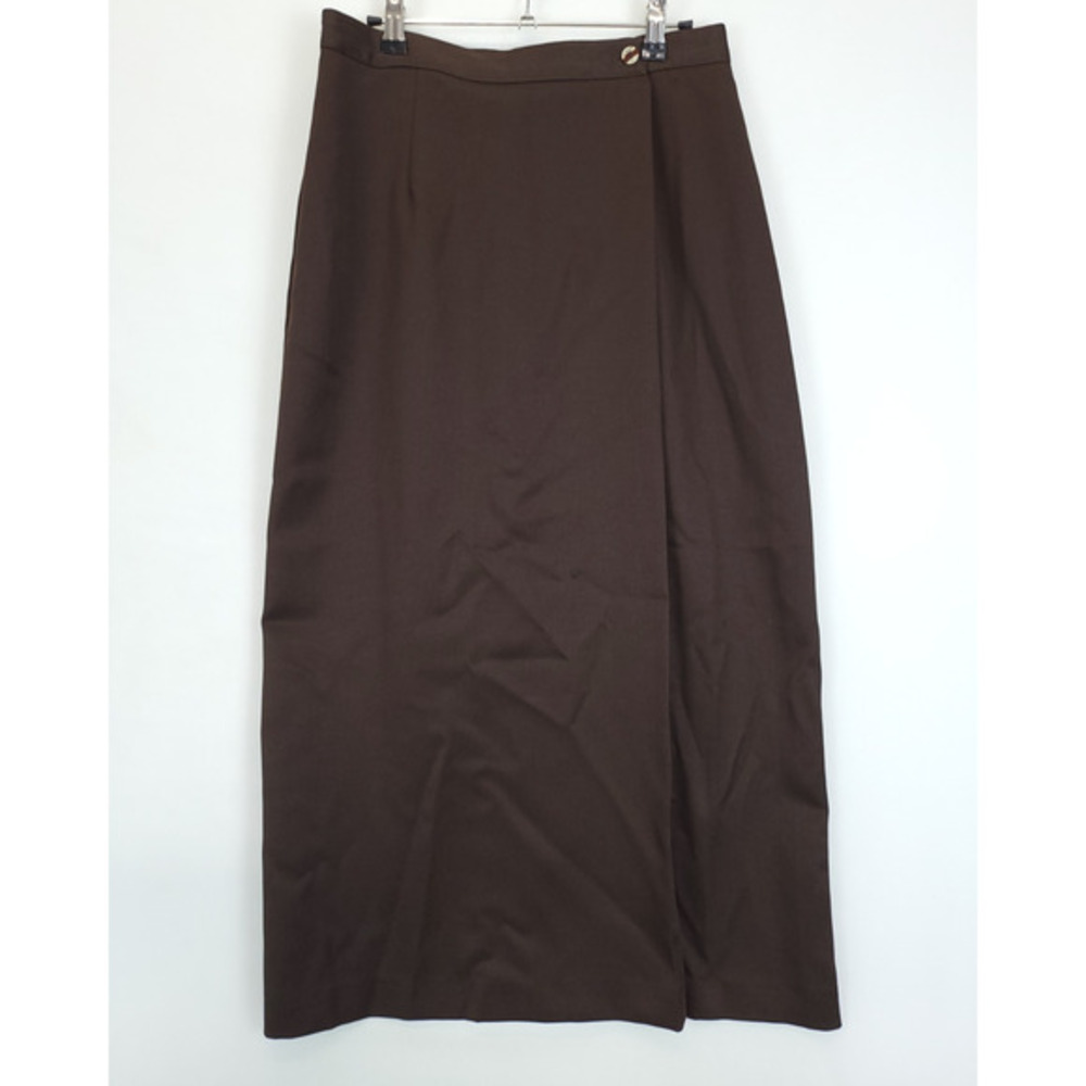 Tofy Maxi Skirt Faux Wrap Women S / M‎ Brown Office Modest Staple Everyday